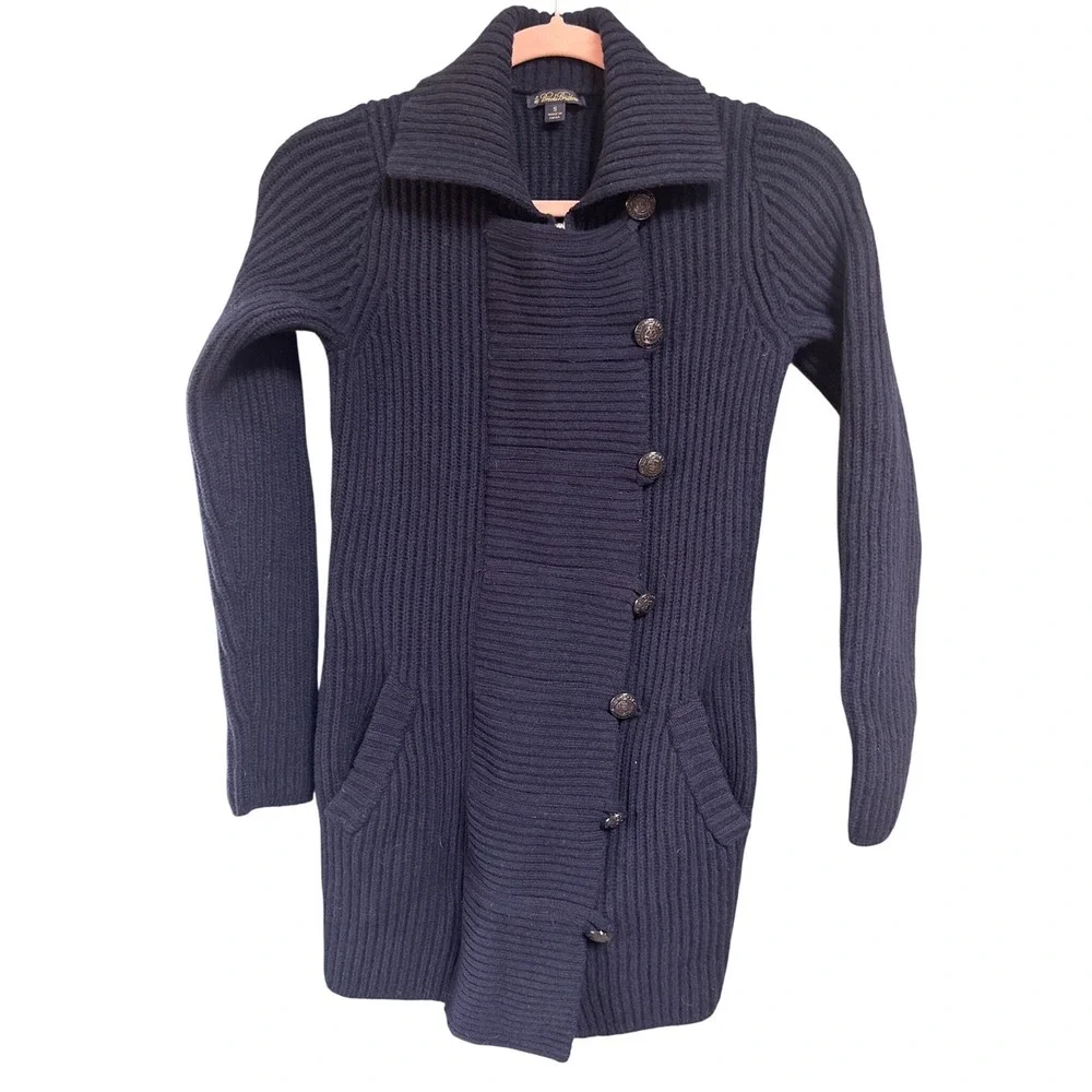 Brooks Brothers Men Navy Ribbed Shawl Collar Zip Cardigan S Quiet Luxury Preppy